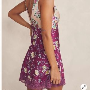Free People American Rose Slip Floral Wine Lace Dress